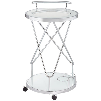 Studio 55D Page 29 1/2" High Glass and Chrome Rolling Serving Bar Cart