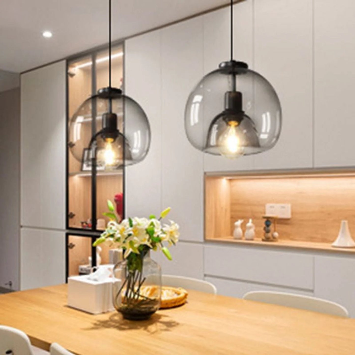Arturesthome Black Spherical Glass Pendant Light