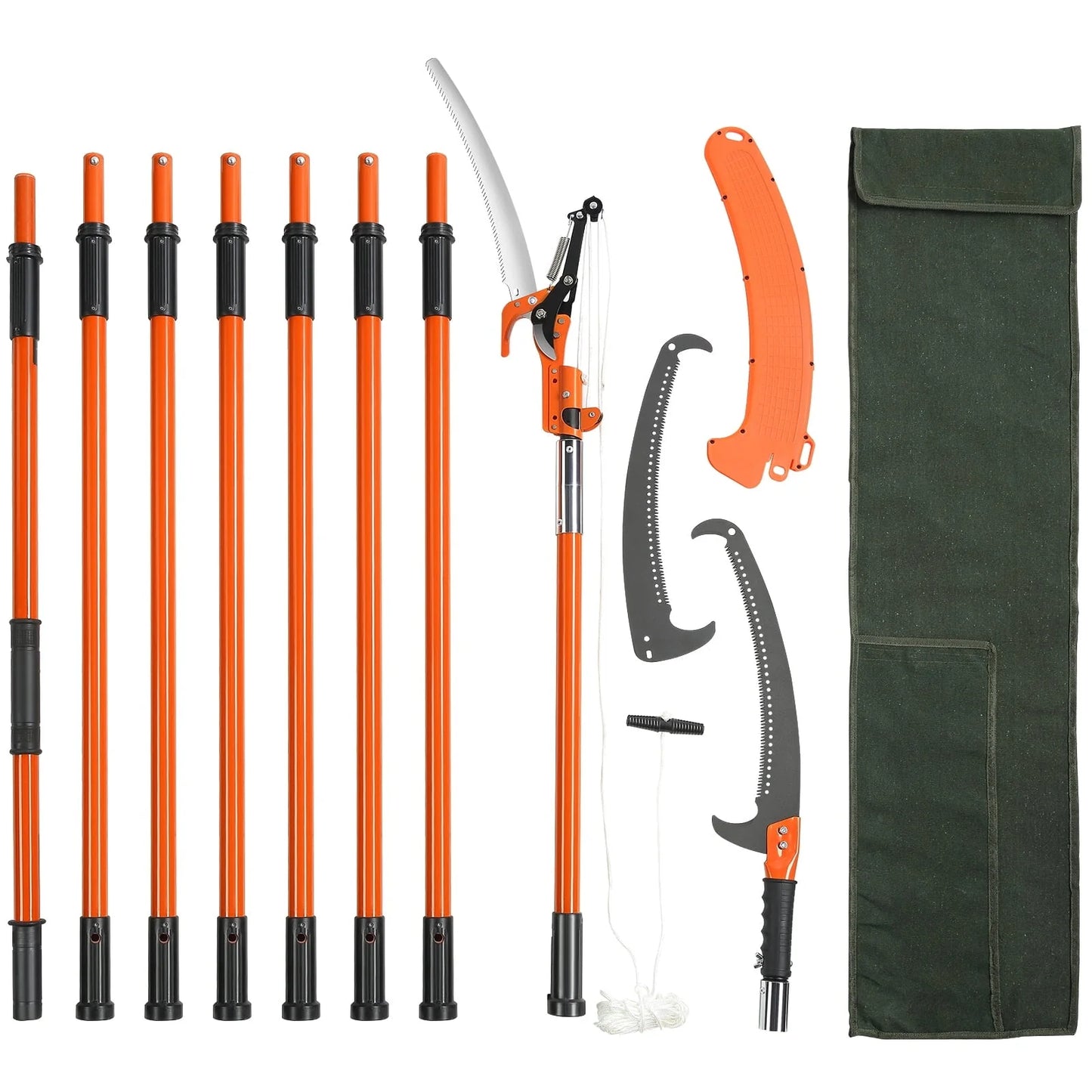 BENTISM Manual Pole Saw Extendable Tree Pruner 7.3-27 ft Fiberglass Pole Scissors