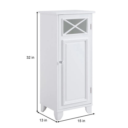 Teamson Home Dawson Freestanding Floor Storage Accent Cabinet with Decorative Glass Panel, White