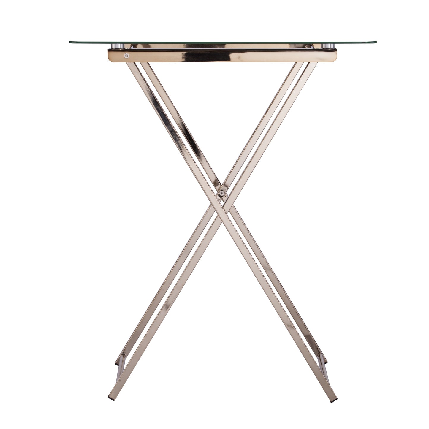 SEI Furniture Meridino Folding Glass Top Tray Table in Champagne Copper