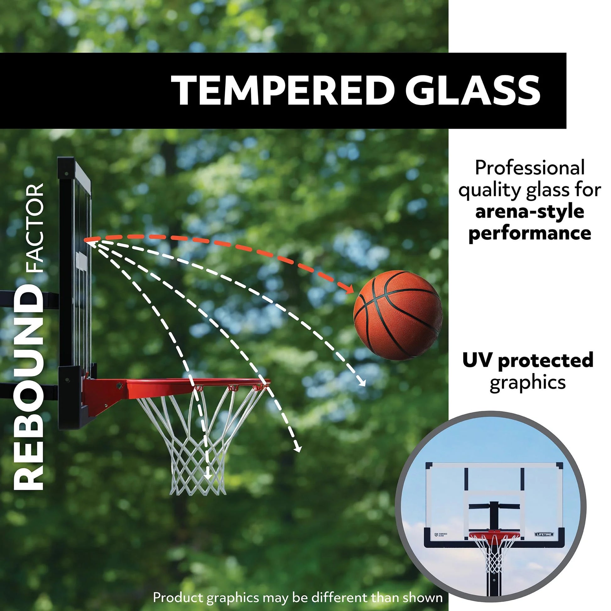 Lifetime 54-Inch Tempered Glass Portable Basketball Hoop with Mammoth Lift Adjustment & Ultra Rim - Model 90734-Outdoor Play