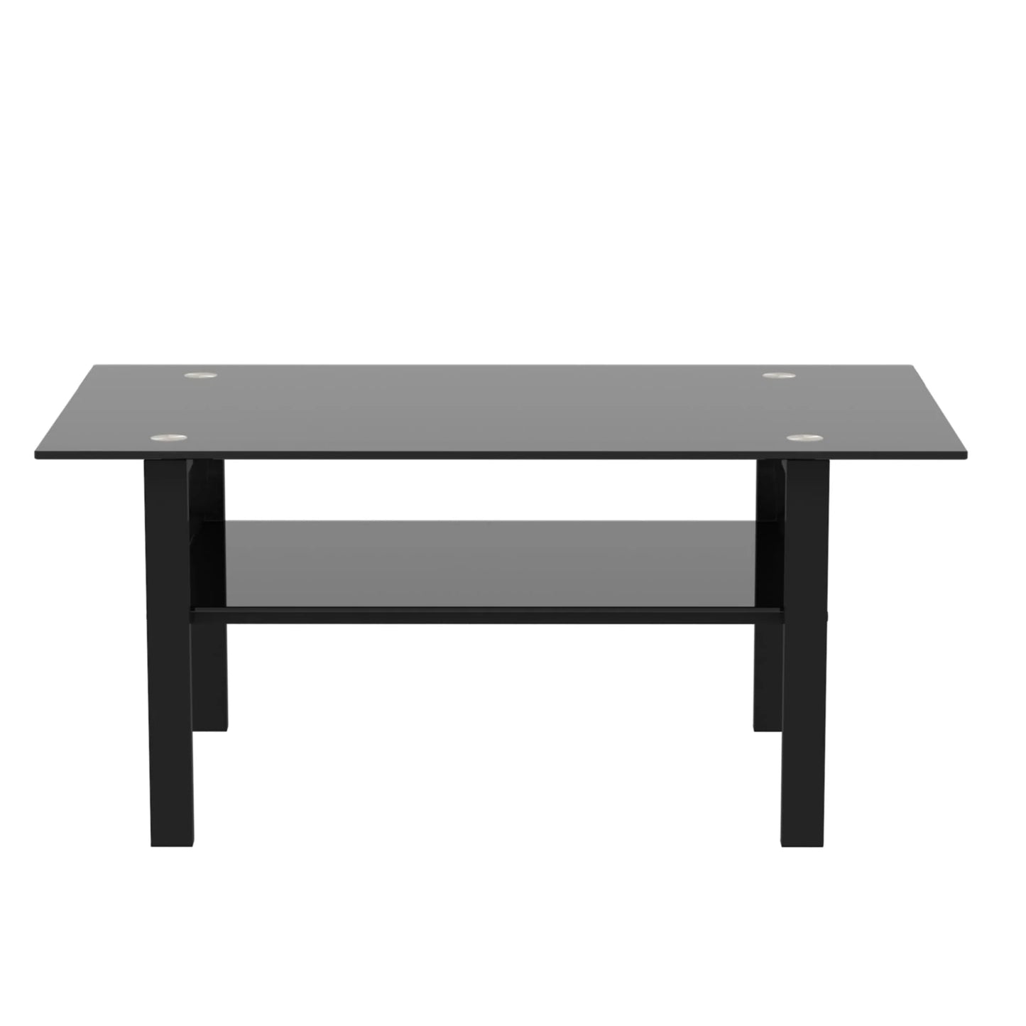Aukfa Rectangle Tempered Glass Coffee Table Metal Tube Legs End Table for Living Room, Black