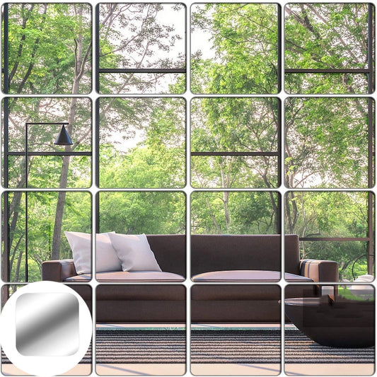 Jikolililili 6Pcs Mirror Tiles Glass Full Length Wall, Frameless Full Body Mirror Tiles for Bedroom, Full Length Mirror Wall Mounted for Home Gym, Door