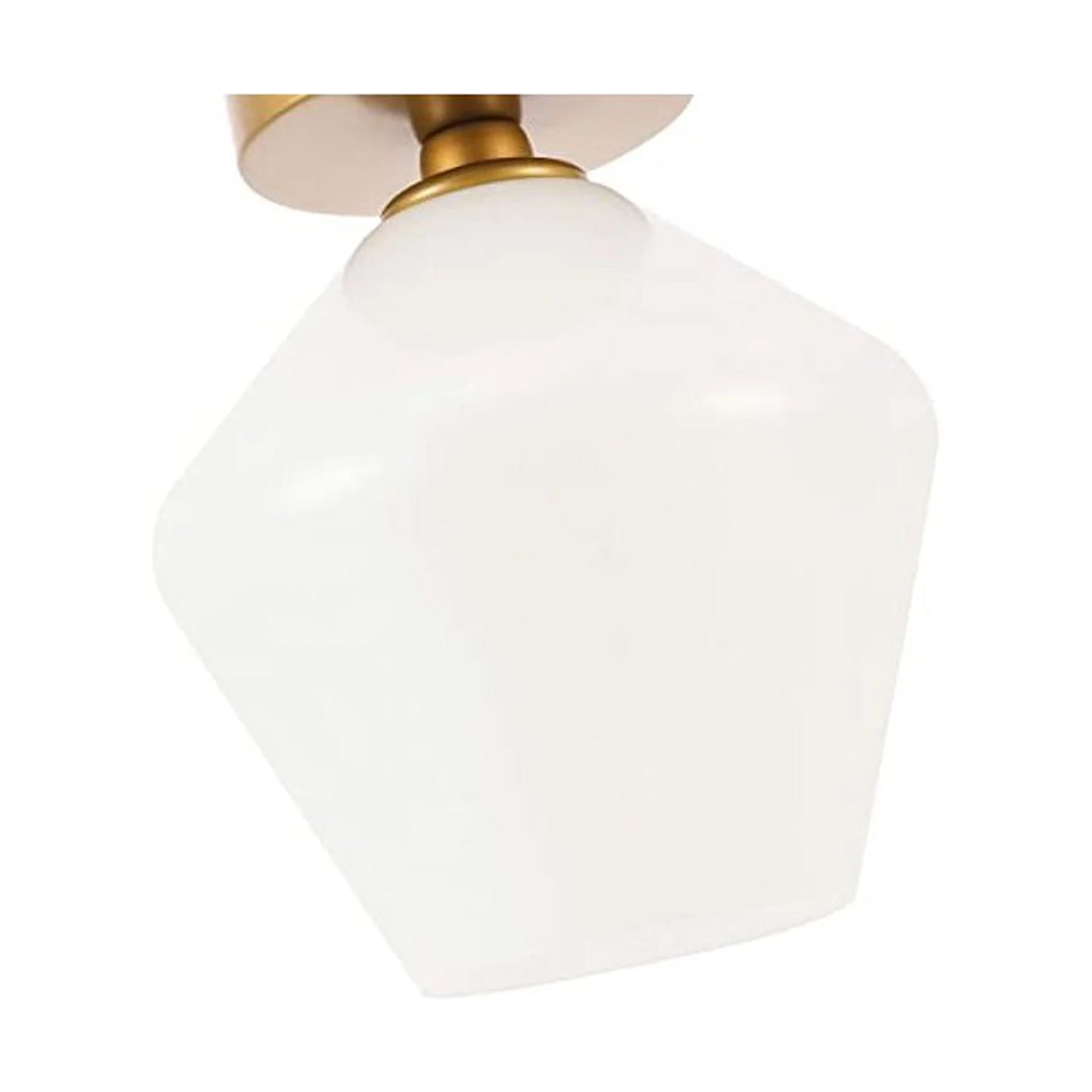Gene 1 light Brass and Frosted white glass Flush mount
