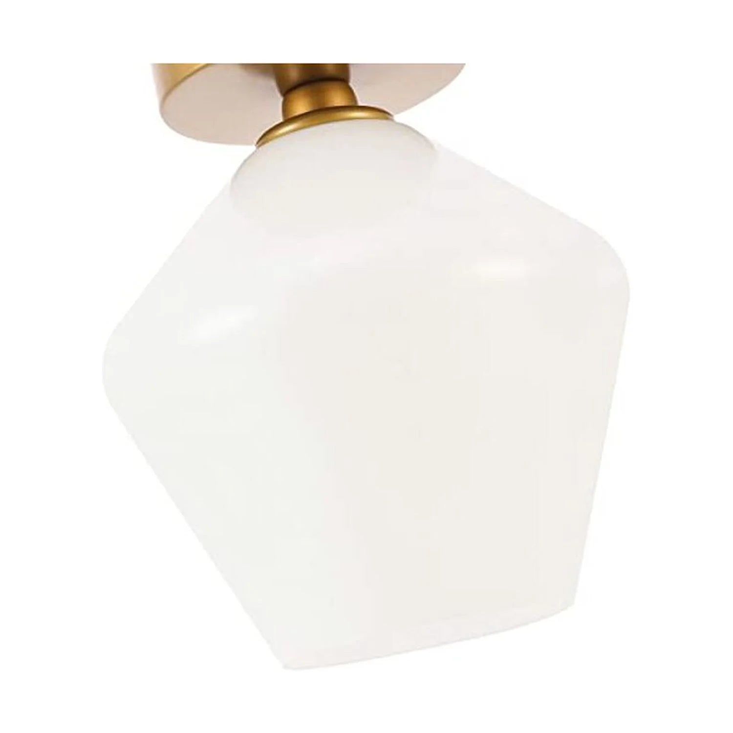 Gene 1 light Brass and Frosted white glass Flush mount