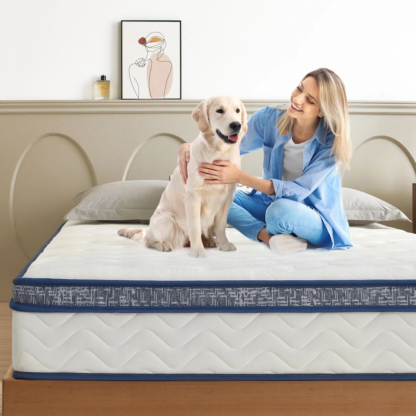 SogesPower Twin Size 10 Inch Hypoallergenic Hybrid Mattress, Breathable Medium Firm Mattress, Fiberglass Free Cooling Mattress, Individual Pocket Spring Mattress, Mattress in A Box, CertiPUR-US