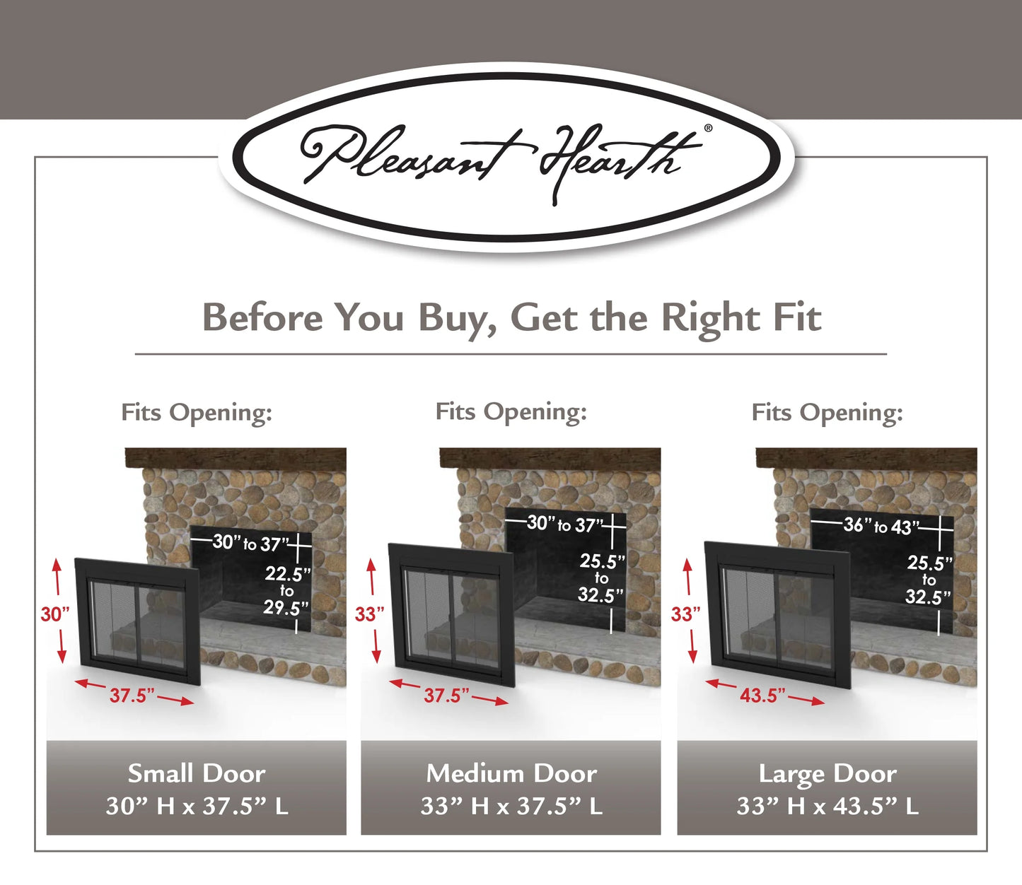 Pleasant Hearth Warming AN-1012 Alpine Fireplace Glass Door for Masonry Fireplaces, Large, Black