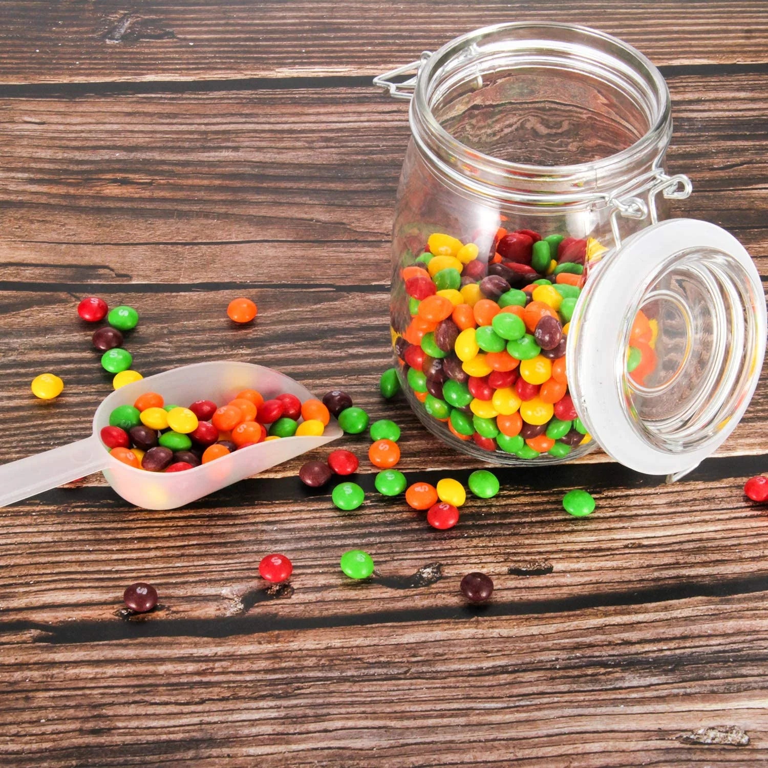 4 Pack Wide Mouth Mason Jars - 34 OZ Airtight Glass Canning Jars with Leak Proof Rubber Gasket and Clip Top Lids, Perfect for Storing Coffee, Sugar, Flour or Sweets