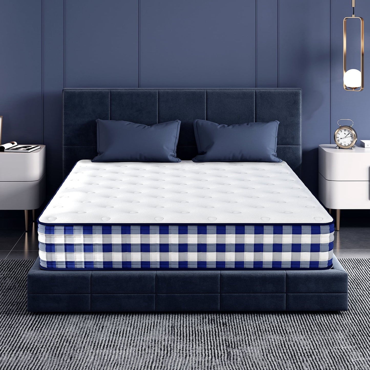 Pamag pieeoo 10 inch Queen Size Hybrid Mattress, Fiberglass free, Tight Top Medium Firm Feel,Mattress in a Box