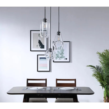 Gene 3 light Chrome and Clear glass pendant