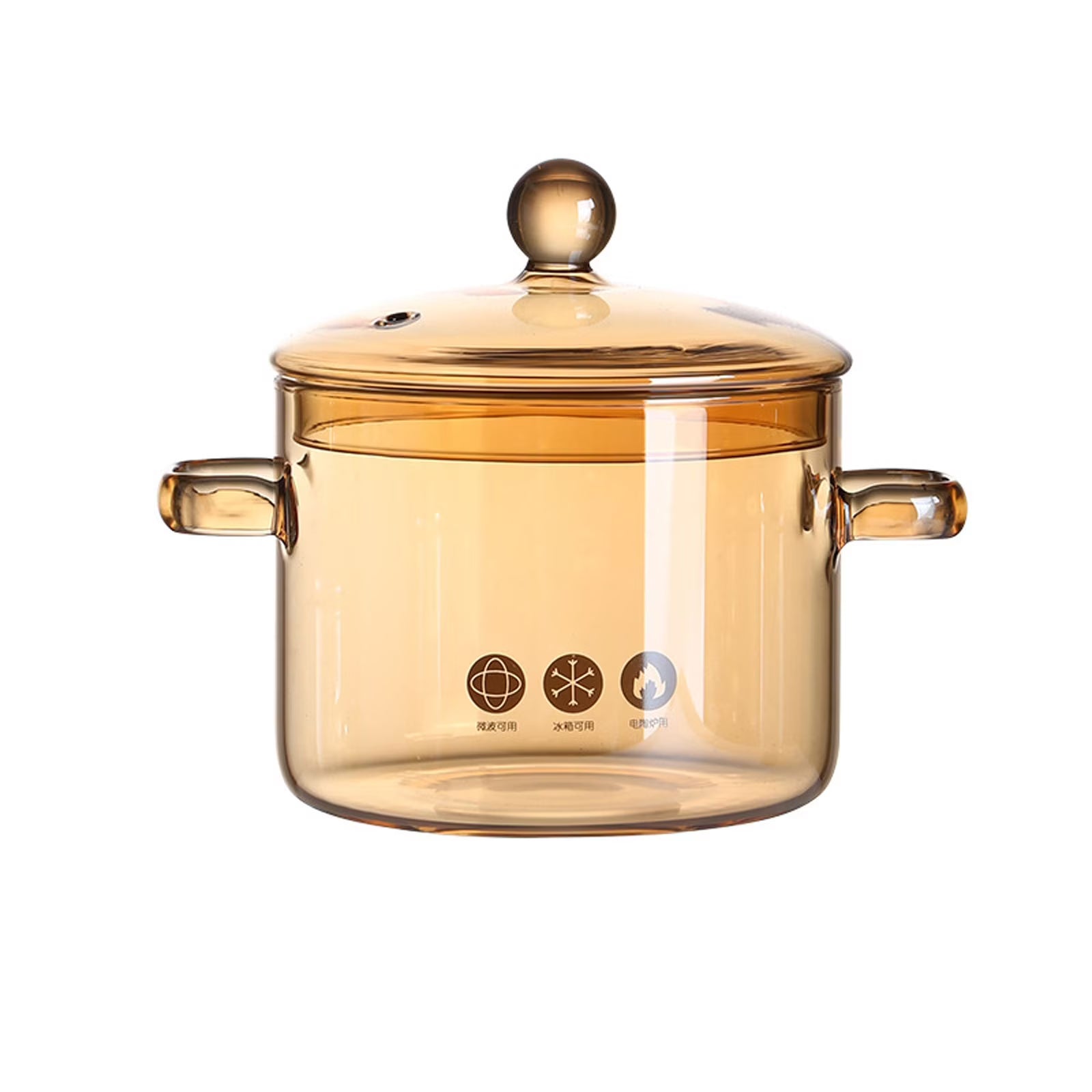 Amber Glass Cooking Pot Modern Glass Pot with Lid and Grip Stockpot Saucepans Glass Pot for Soup Vegetables Fruit Salad Instant Noodle [Energy Class A]