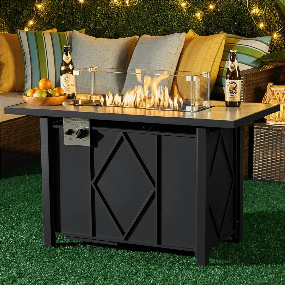 SmileMart 23.5" L x 7.5" W Rectangle Tempered Glass Wind Guard for Fire Pit Table, Clear