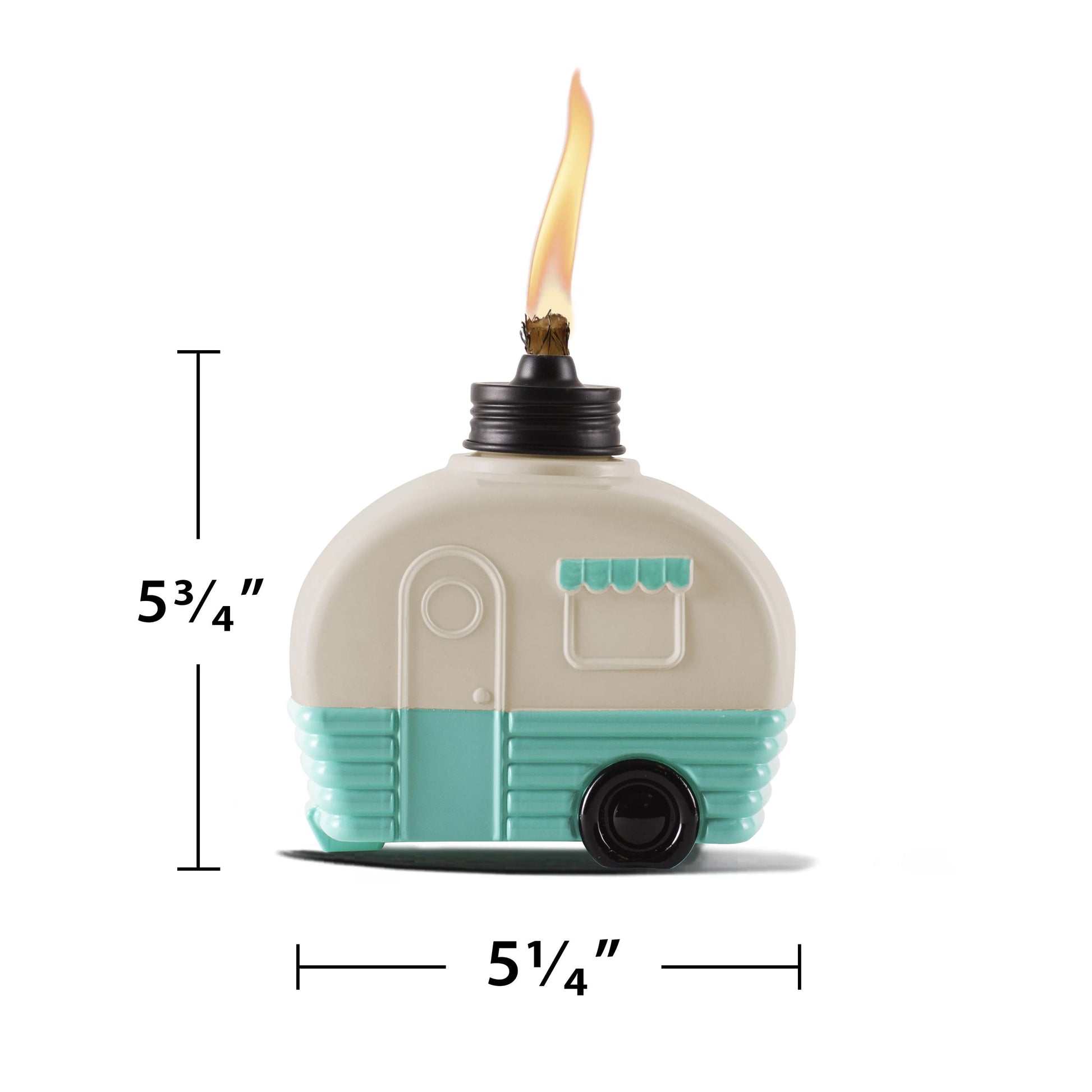 TIKI Brand Decorative Glass 5.85 inch Tall Camper Tabletop Torch White and Turquoise