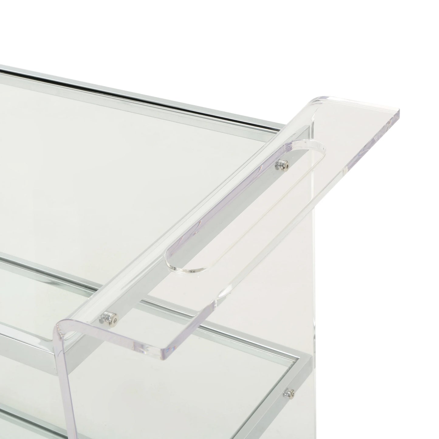 GDF Studio Dax Modern Glam Tempered Glass 3 Tiered Bar Cart, Clear