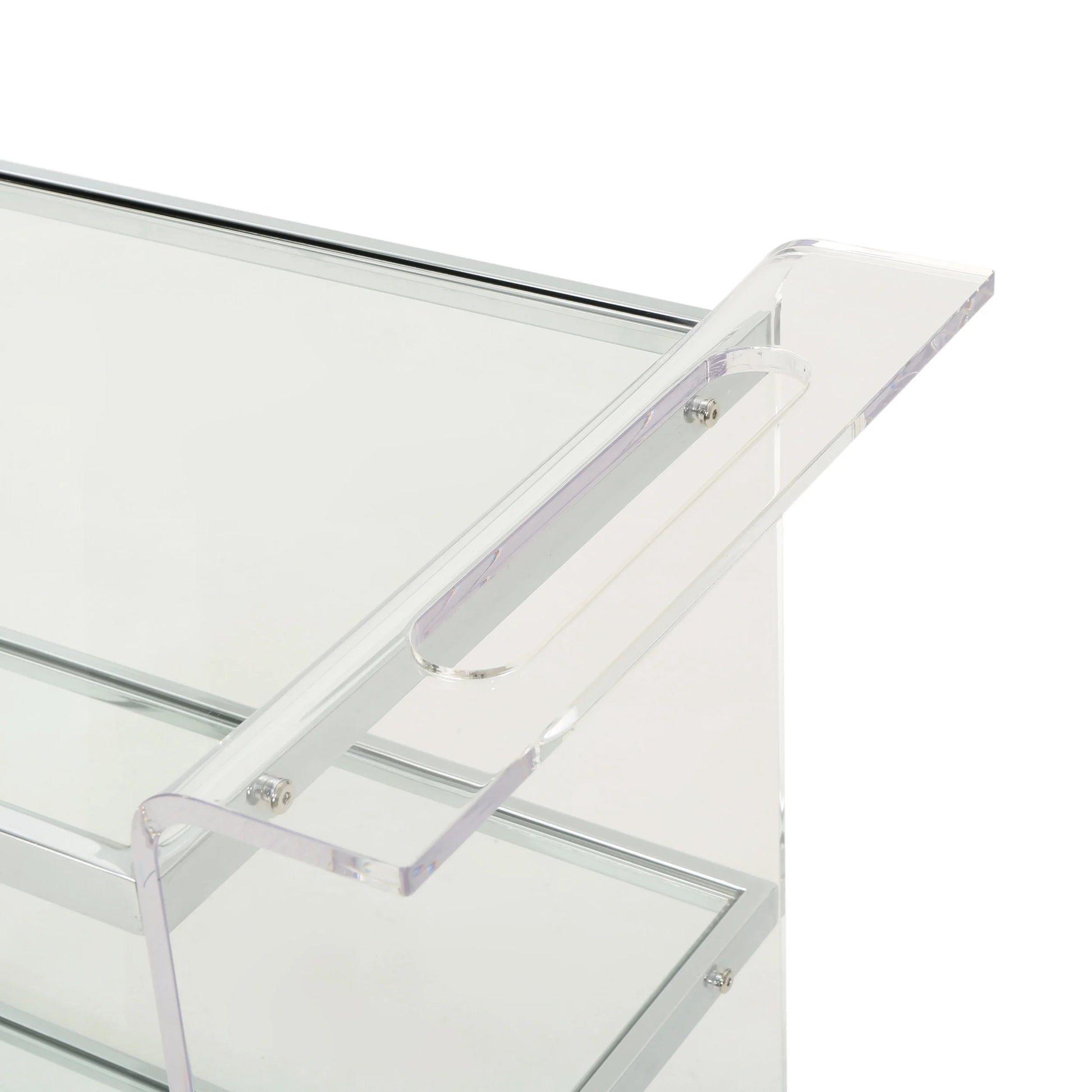 GDF Studio Dax Modern Glam Tempered Glass 3 Tiered Bar Cart, Clear
