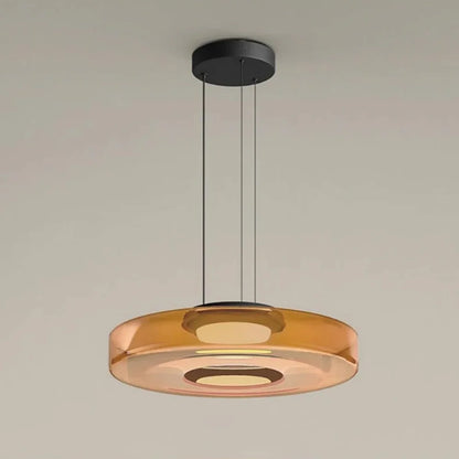 Arturesthome Contemporary Multi-Layer Clear Glass Pendant Lighting, Amber/Green/Grey