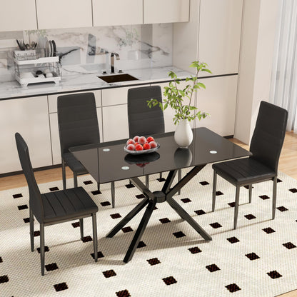 Holaki 47.24'' Rectangular Tempered Glass Dining Table for Dining Room, Living Room, Office