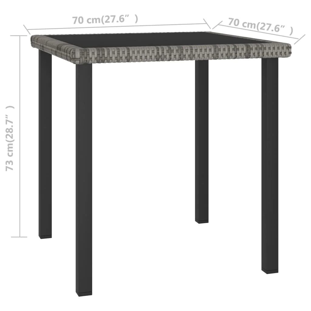 vidaXL Outdoor Dining Table Garden Porch Patio Table with Glass Top PE Rattan