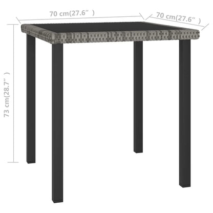vidaXL Outdoor Dining Table Garden Porch Patio Table with Glass Top PE Rattan