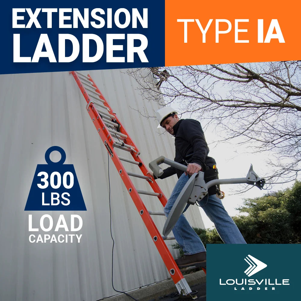 Louisville Ladder 40-Foot Fiberglass Extension Ladder, 300-Pound Load Capacity, Type IA, FE3240