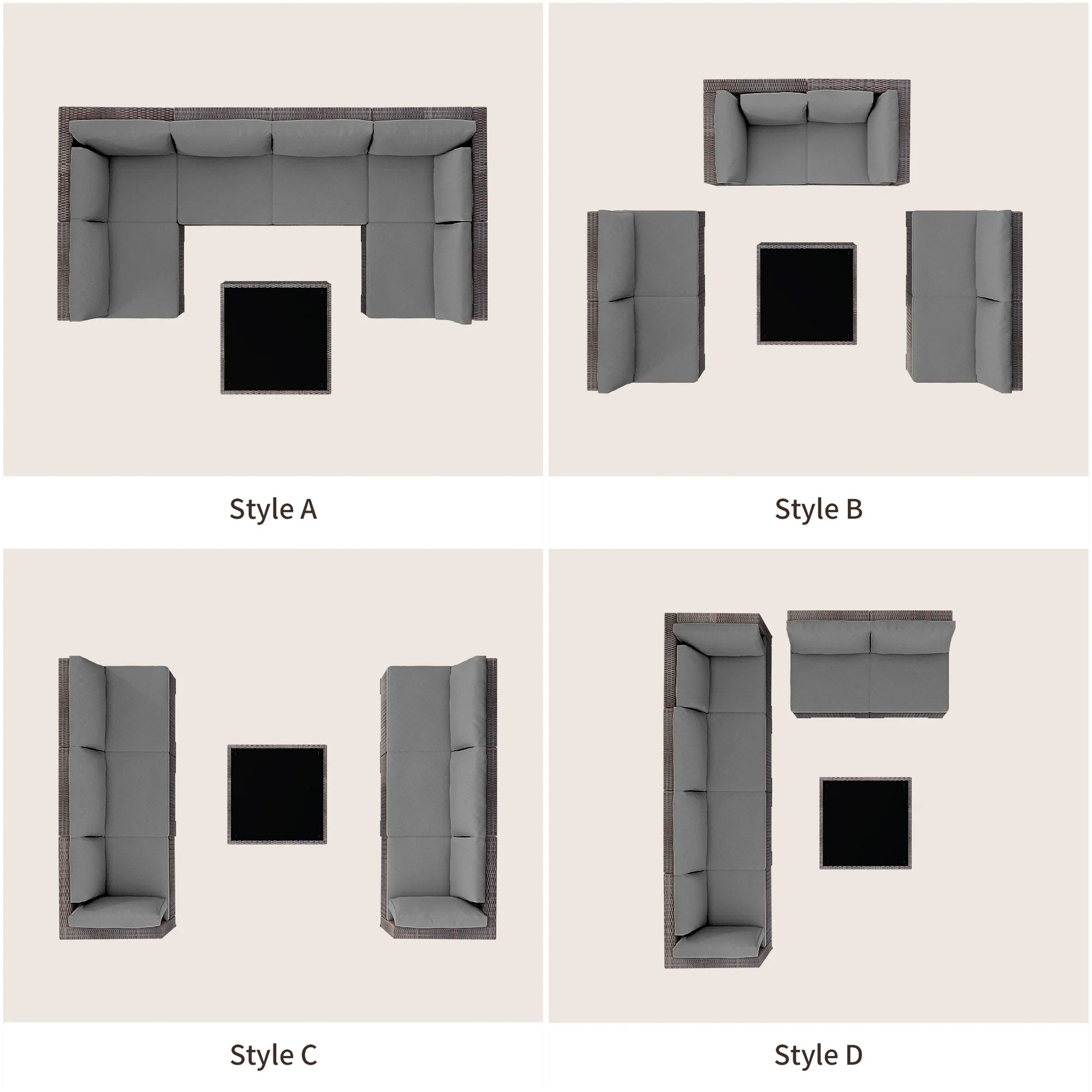 Patio Furniture Set on Sale, Lofka 7-Piece Outdoor Sectional Furniture Set with Glass Coffee Table Garden, Gray
