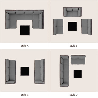 Patio Furniture Set on Sale, Lofka 7-Piece Outdoor Sectional Furniture Set with Glass Coffee Table Garden, Gray