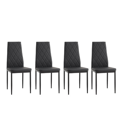Aukfa 5-Piece Dining Table Set for Dining Room, Kitchen, Dinette, w/Glass Tabletop, 4 Faux Leather Metal Frame Chairs - Black