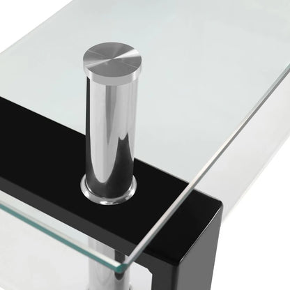 Ktaxon Rectangular Glass Coffee Table Shelf Wood Living Room Furniture Chrome Base,Black