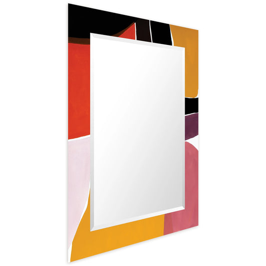 Empire Art Direct Finale Rectangular Beveled Mirror on Free Floating Printed Tempered Art Glass - Clear - 40" x 30"