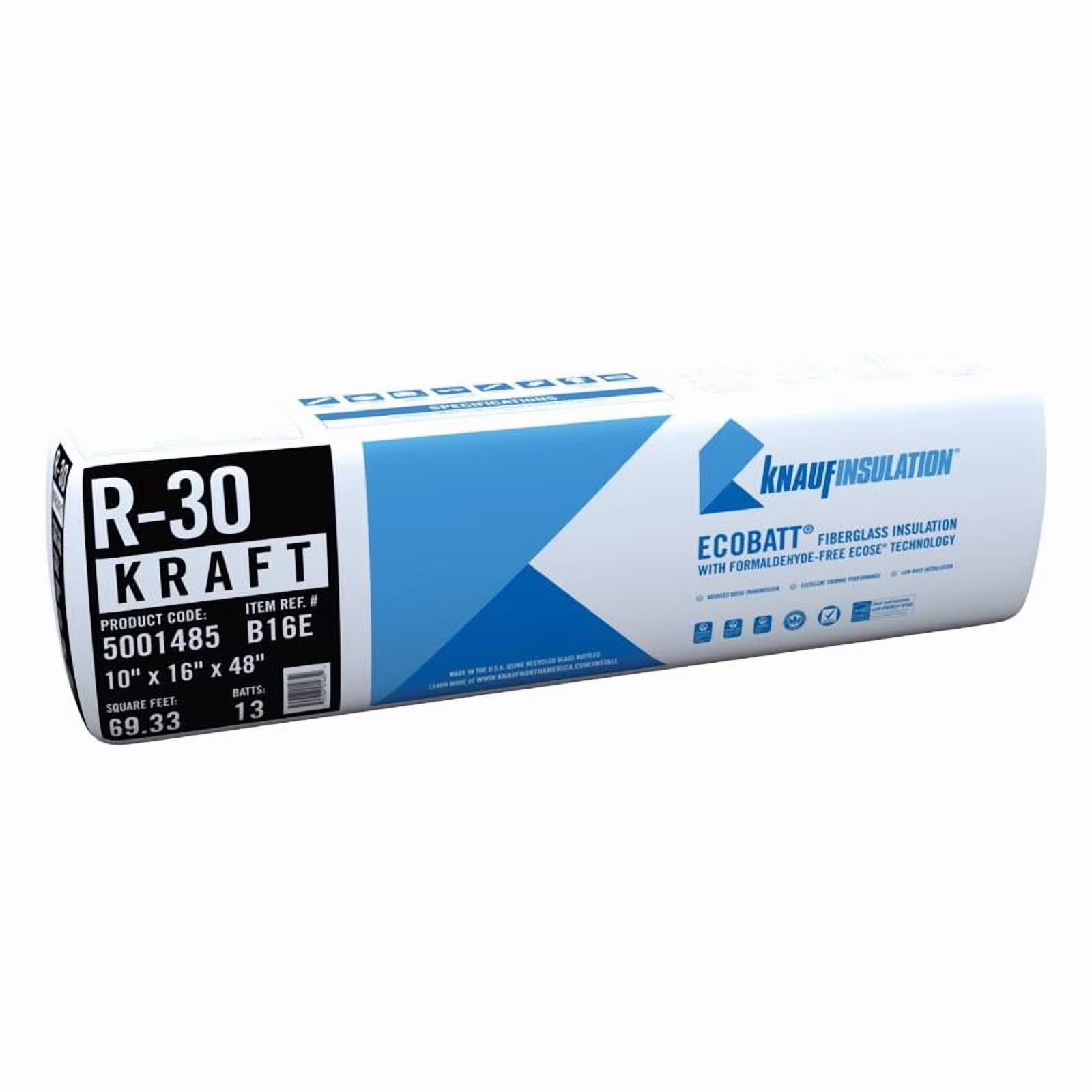 Owens Corning Eco Touch 16 in. W x 48 in. L 30 Kraft Faced Fiberglass Insulation Batt 58.67 sq. ft.