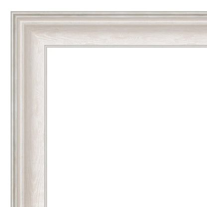 Amanti Art Wall Mounted Framed Vanity Mirror, Glass Size 40x30, Trio White Wash Silver