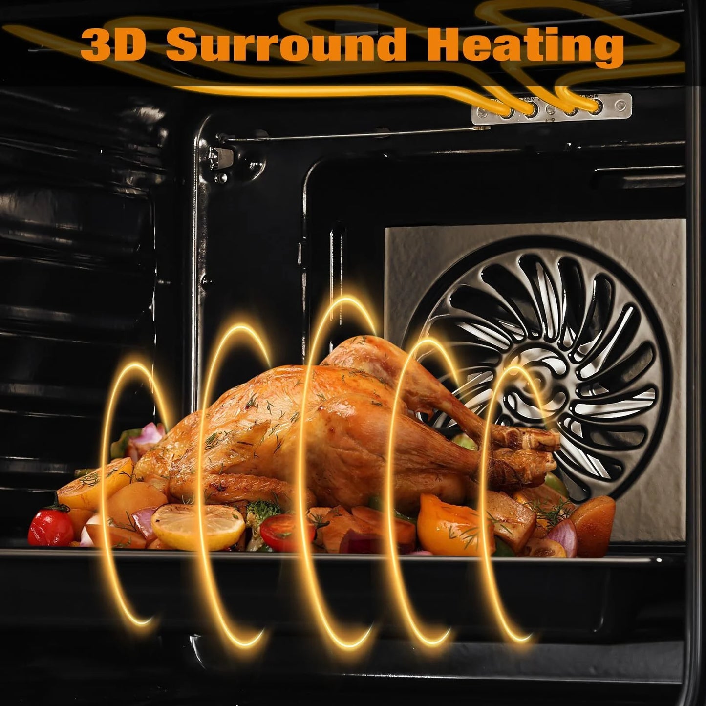 RIEDHOFF 24°?Single Wall Oven, 2.5 Cu.Ft Built-in Electric Single Wall Ovens with Mechanical Knobs, Double-Layered Glass Door, 5 Cooking Functions, 3000W 240V Ideal for Kitchen Oven