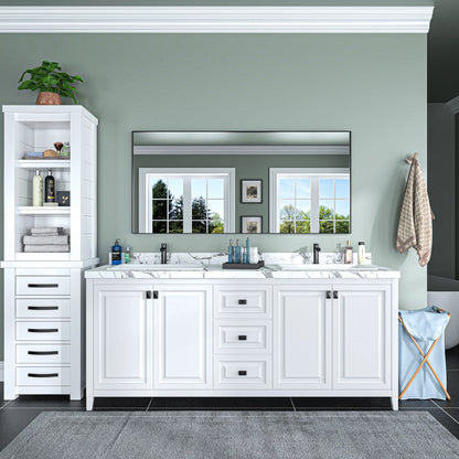 Organnice Rectangular Mirror Modern Black Frame Bathroom Vanity Mirror Clean Glass 60"L*28"W