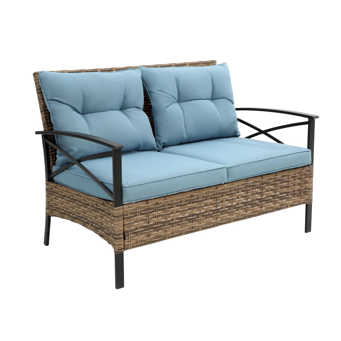 4-Piece Patio Conversation Sets, 2025 Upgrade All-Weather Wicker Patio Furniture Set w/Seat Cushions & Tempered Glass Coffee Table, Outdoor Patio Sets for Porch Poolside Backyard Garden, 705lbs