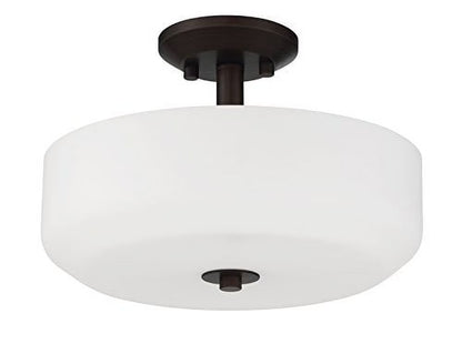3-Light Quartz Semi-Flush with Opal Glass
