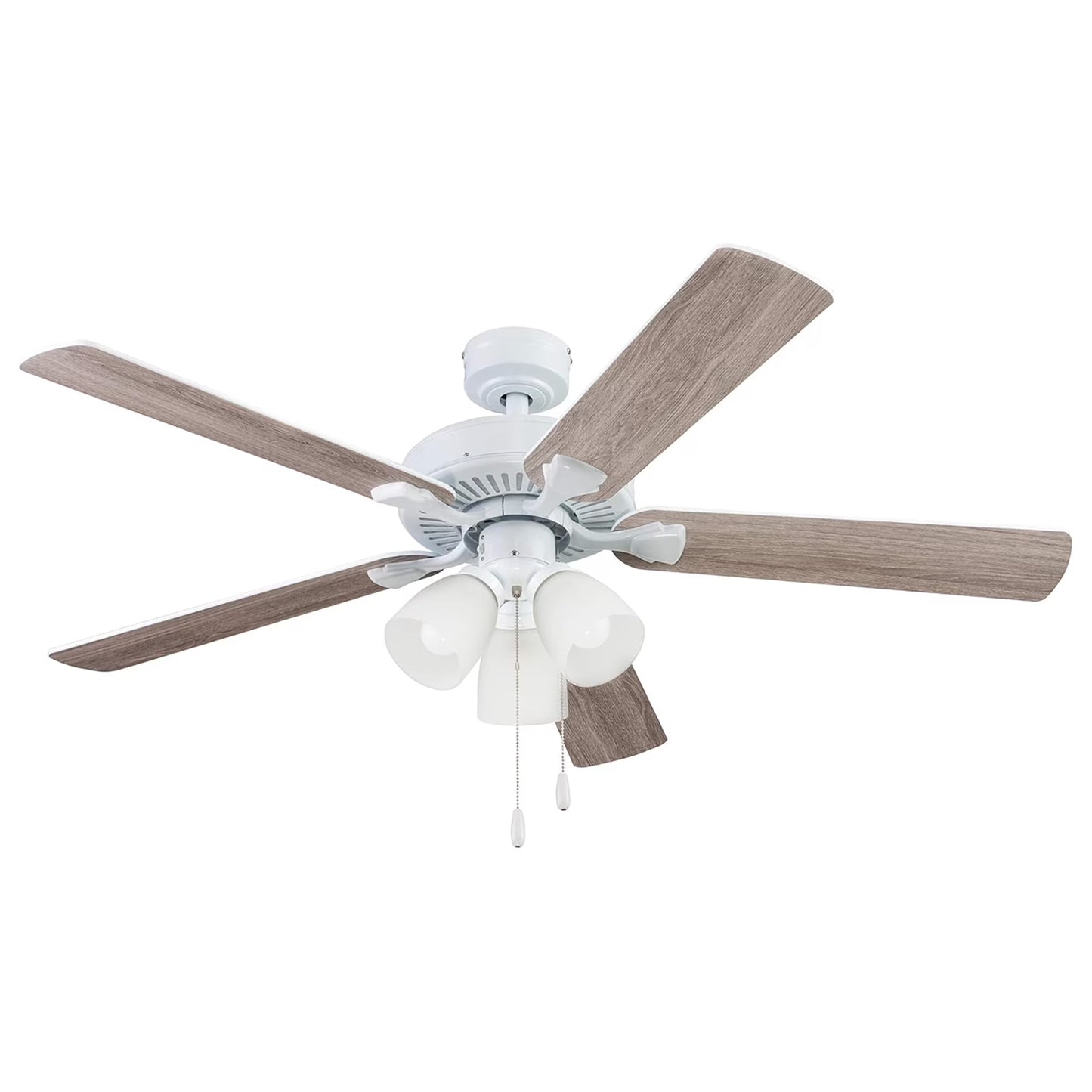 Prominence Home Stannor 52" Bronze Ceiling Fan with 5 Blades, Frosted Glass Light Kit, Pull Chains & Reverse Airflow