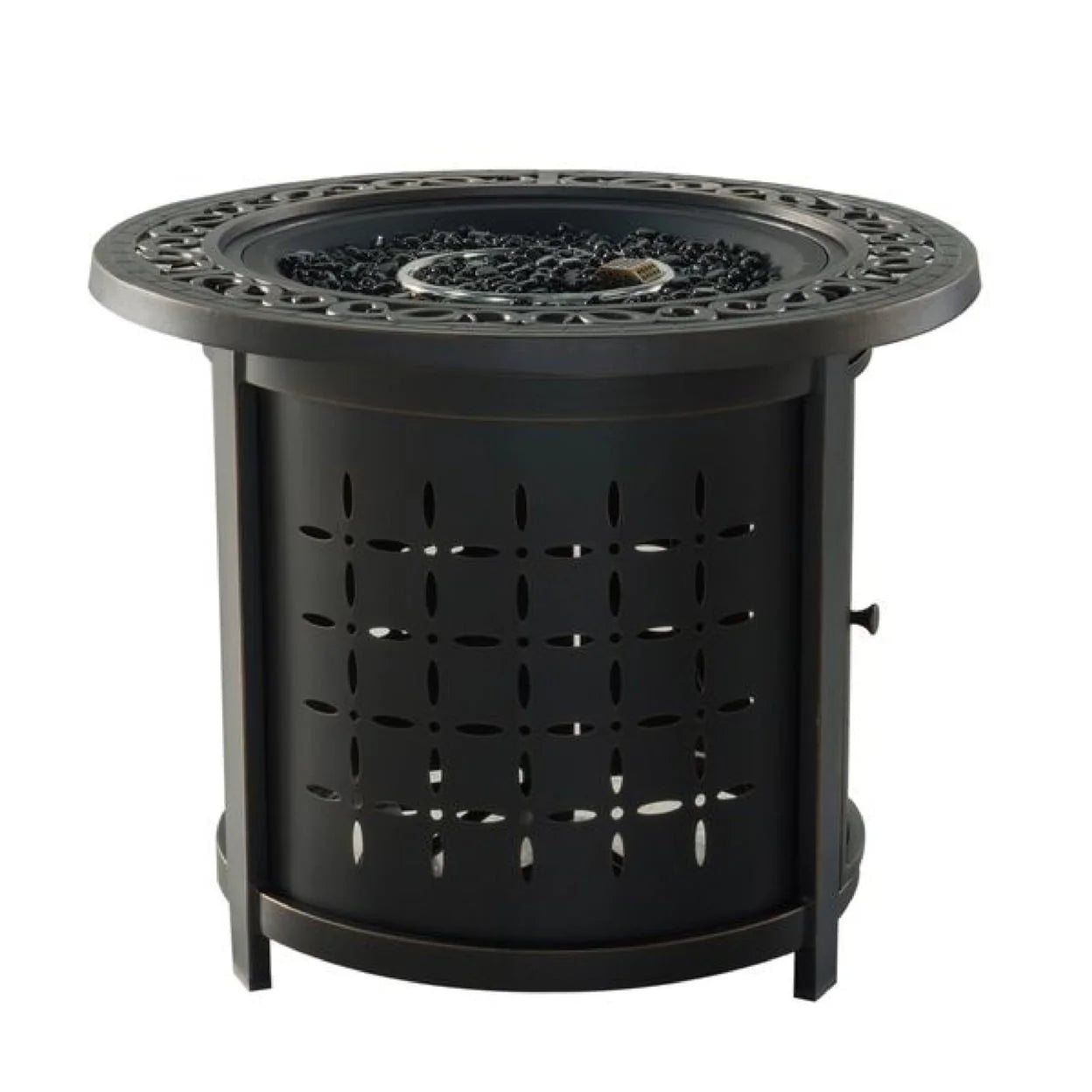 iPatio Outdoor Cast Aluminum 30" Round Firepit Table: Durable and Modern Patio Firepit Table with Lid and Glass Firebeads for Outdoor Heating and Entertainment