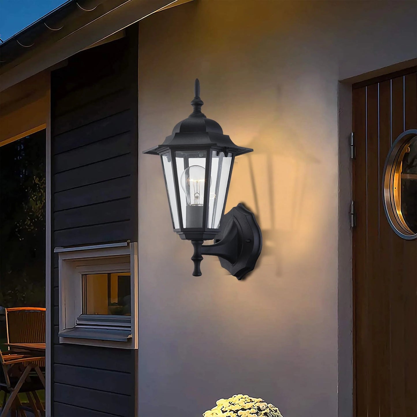 Dark Bronze Outdoor Light Fixture Wall Mount for Porch, House, Doorway, Hallway, Exterior with Seeded Glass Shade