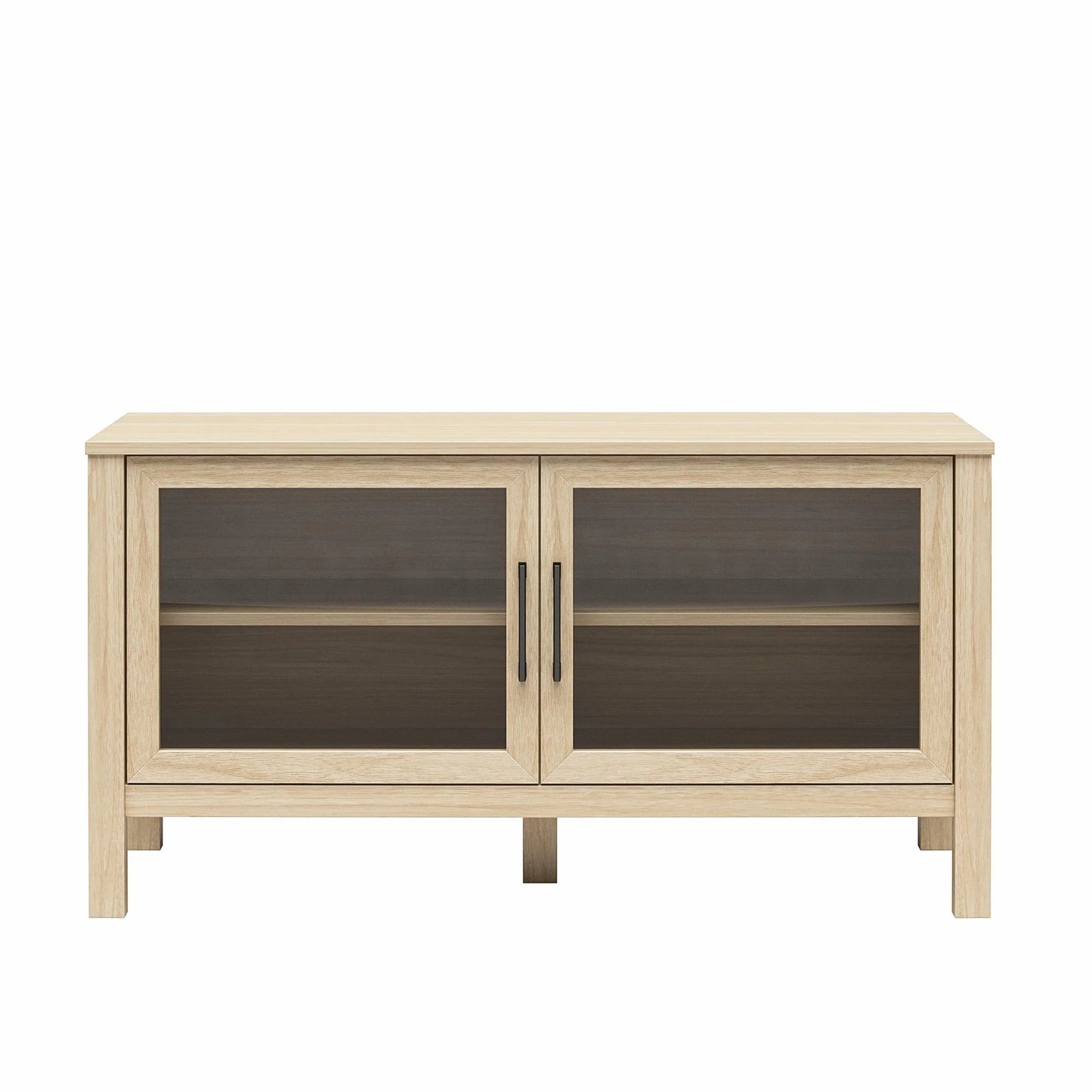Mainstays Glass Door TV Stand for TVs up to 55", Spring Pine