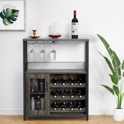 Faitaliicy Wine Bar Rack Cabinet Wine Table For Liquor With Glass Holder Detachable Wine Rack Sideboard And Buffet Cabinet Wood Coffee Bar With Mesh Door For Kitchen Living Room