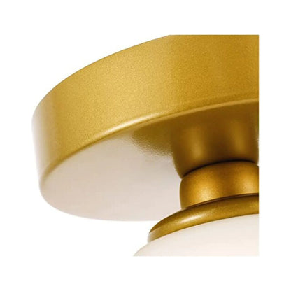 Gene 1 light Brass and Frosted white glass Flush mount