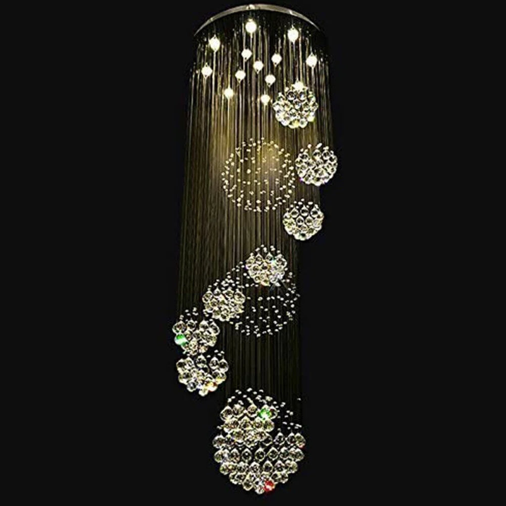 LED Crystal Modern 11-Light LED Polished Chrome Raindrop Pendant Light with Clear Glass Shade