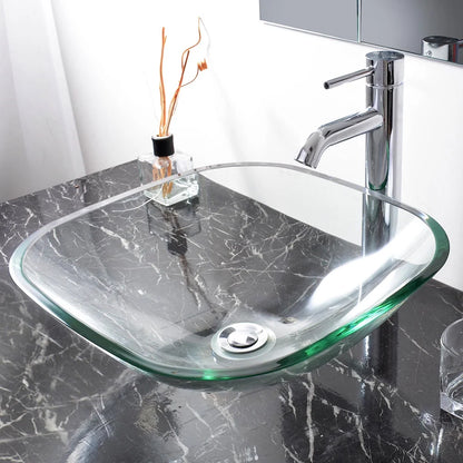 Aquaterior 2 Pack Square Tempered Glass Above Counter Vessel Bowl Vanity Sink