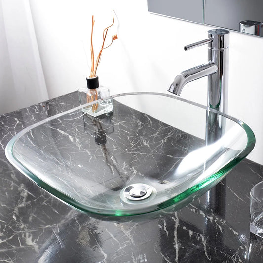 Aquaterior 2 Pack Square Tempered Glass Above Counter Vessel Bowl Vanity Sink