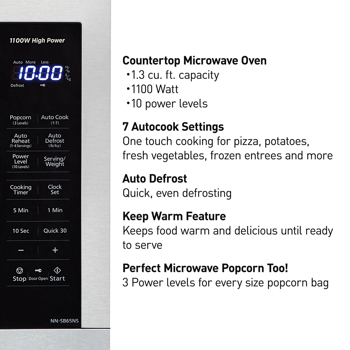 Panasonic 1.3 cu ft Countertop Microwave Oven in Glass Door