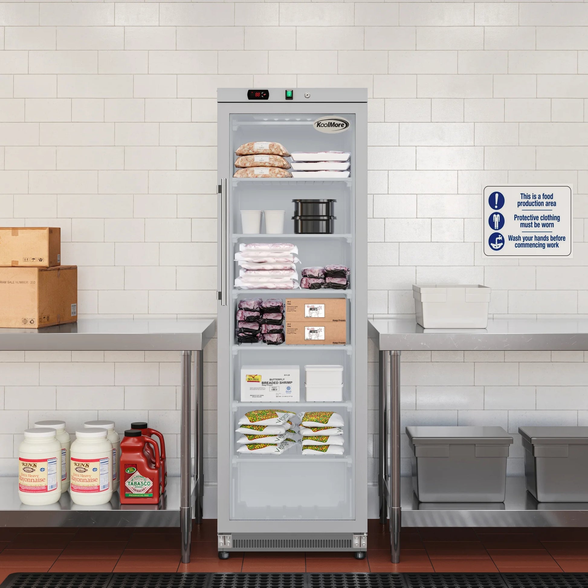 12 Cu. ft. Commercial Freezer with Glass Door in Stainless Steel - Manual Defrost (KM-FMD12SGD)