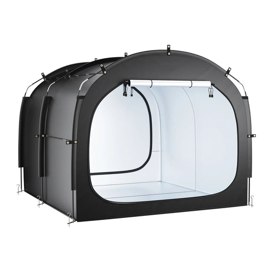 KFFKFF Bicycle Shelter, Accommodates 5 Bicycles, Roomy Outdoor Bicycle Shelter with Air Circulation Window, Water-Resistant Simple Setup Bicycle Shelter with Robust Fiberglass & Double Zippers