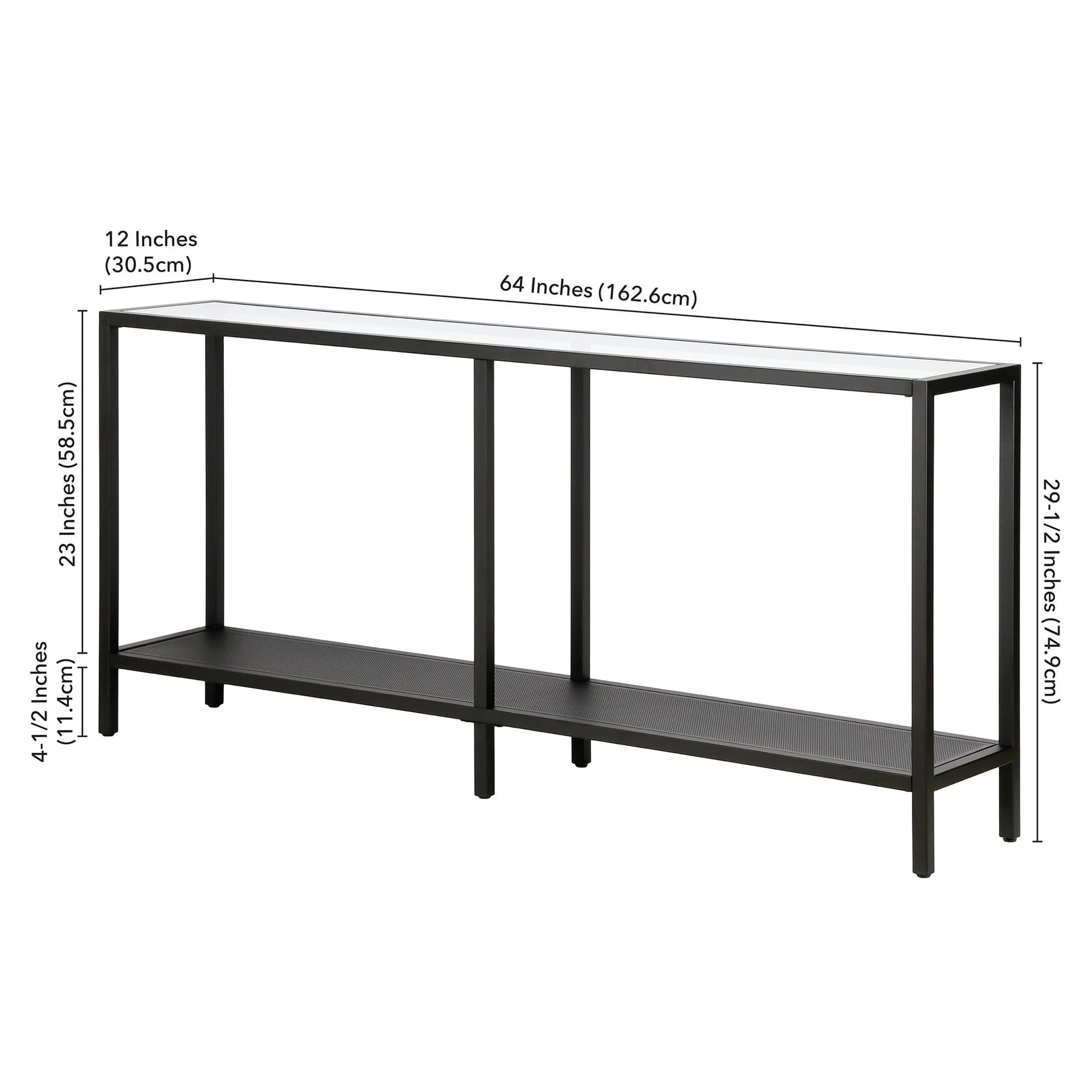 Evelyn& Zoe Contemporary Metal Console Table with Glass Top