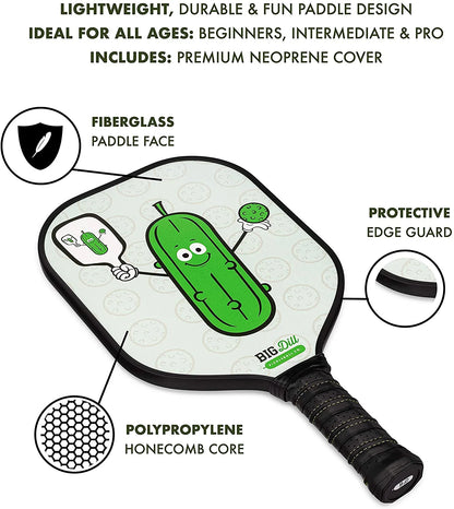 Big Dill Pickleball Co. Infinity Fiberglass Pickleball Paddles Set of 2 Paddles with Covers, 2 Pickleballs & Bag Top-Rated Pickleball Set